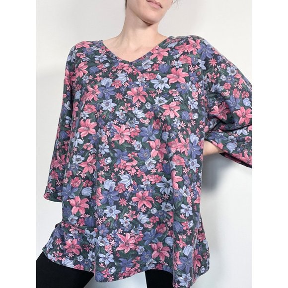 80s / 90s Vintage Floral Print Sweatshirt - Picture 2 of 6